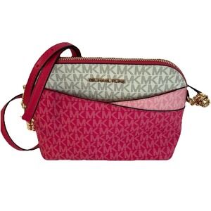 Michael Kors Jet Set Travel Dome Crossbody Bag Color-Block Pink